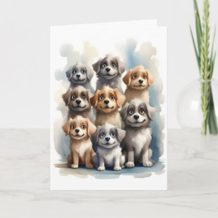 Gruppe glücklicher Hunde Portrait Leere Grußkarte  Karte