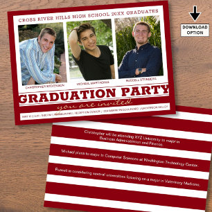Gruppe Graduation Party 3 Fotos Rot Einladung