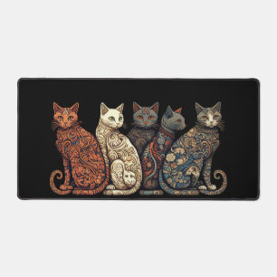 Gruppe Katzen im Viktorianischen Hintergrundstil Schreibtischunterlage