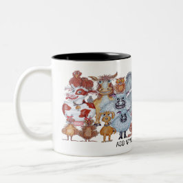Gruppe lächelnder Tiere Cartoon Zweifarbige Tasse