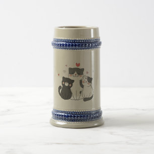 Gruppe niedlicher Katzen   Katzenliebhaber   jetzt Bierglas