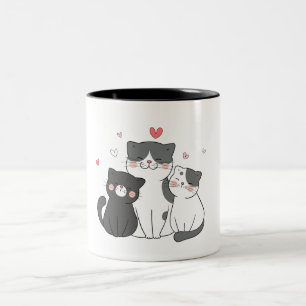 Gruppe niedlicher Katzen Katzenliebhaber jetzt Zweifarbige Tasse