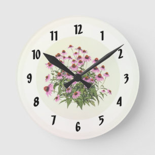 Gruppe rosa Scheinsonnenhüte Runde Wanduhr