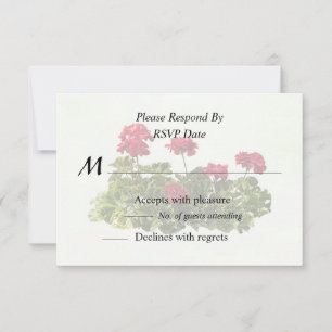 Gruppe roter Geranien RSVP Karte