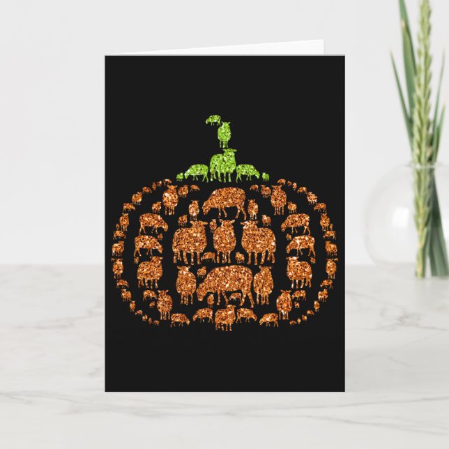 Gruppe Sheeps Pumpkin Niedlich Form Halloween Than Karte (Vorderseite)