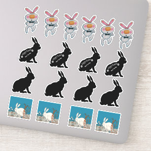 Gruppe verschiedene des Ostern-Häschen-weißen Aufkleber
