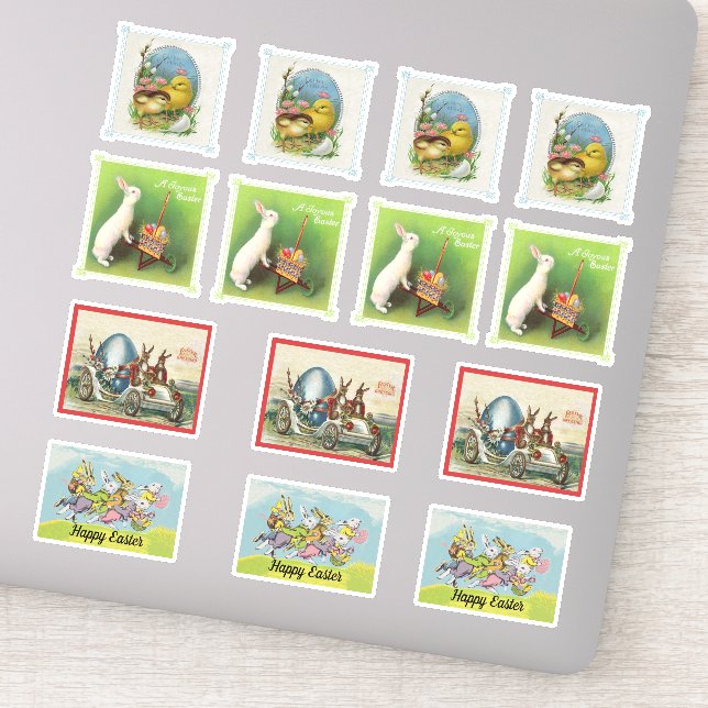 Gruppe Verschiedene Ostern Bunny Rabbits Baby Chic Aufkleber (Detail)