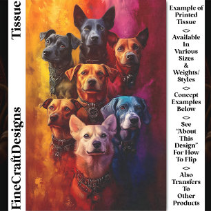 Gruppe von Hunden, Vibranter Hintergrund CT6 Decou Seidenpapier