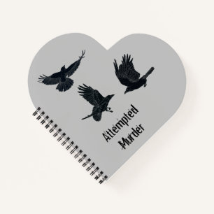 Gruppe von Krähen mordet Vögel schwarze Silhouette Notizbuch