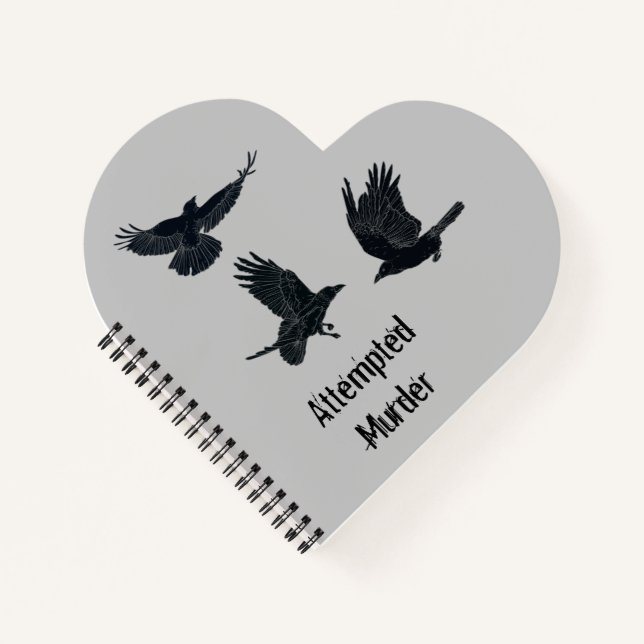 Gruppe von Krähen Murder Birds Schwarze Silhouette Notizbuch (Vorderseite)
