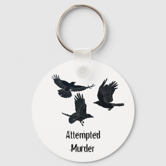 Gruppe von Krähen Murder Birds Schwarze Silhouette Schlüsselanhänger (Vorderseite)