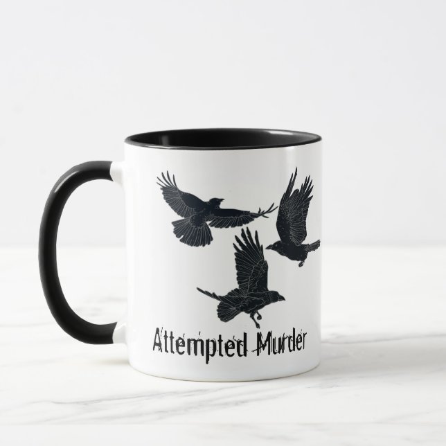 Gruppe von Krähen Murder Birds Schwarze Silhouette Tasse (Links)