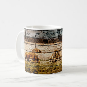 Gruppe von Langhaarn, die in felsenfestem Holz leb Kaffeetasse
