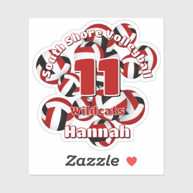 Gruppe von roten schwarzen Volleyballs Teamname Aufkleber (Blatt)