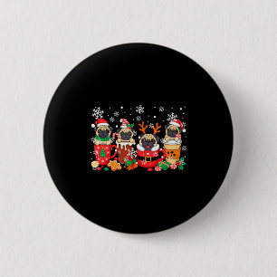 Gruppe Weihnachtsmann Rentier Möpse In Kaffee C We Button