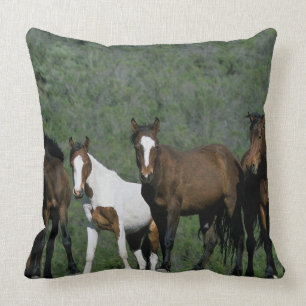 Gruppe wilde Mustang-Pferde Kissen