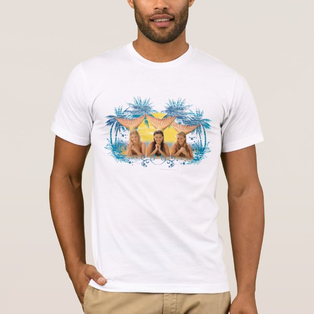 Gruppen-blaue Palme-Grafik T-Shirt (Vorderseite)