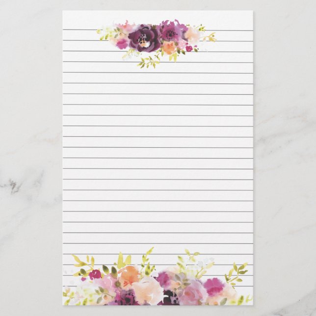 Gruppen der lila Blumen Spitze und Unterseite Briefpapier (Vorderseite)
