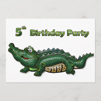 Gruppen-grüner Alligator5. Geburtstag Einladung