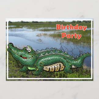 Gruppen-grüner Alligator in der Einladung