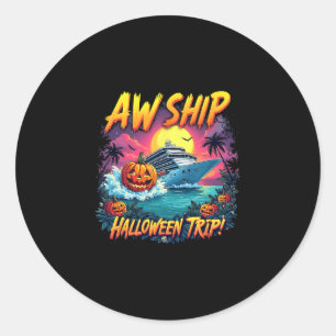Gruppen Schiff Halloween Reise Familie Kreuzfahrt Runder Aufkleber