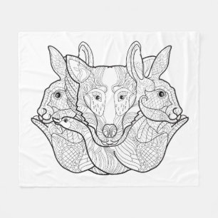 Gruppen-Tiergekritzel Fleecedecke