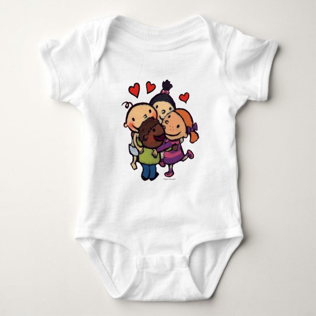 Gruppen-Umarmung Leslie Patricelli mit Freunden Baby Strampler (Vorderseite)