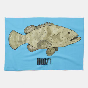 Gruppenfisch Cartoon-Illustration Geschirrtuch