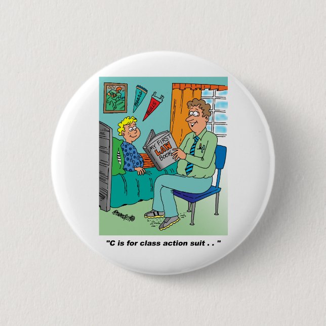 Gruppenklage-Cartoon-Spaß Button (Vorderseite)