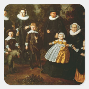 Gruppenportrait von drei Generationen Quadratischer Aufkleber