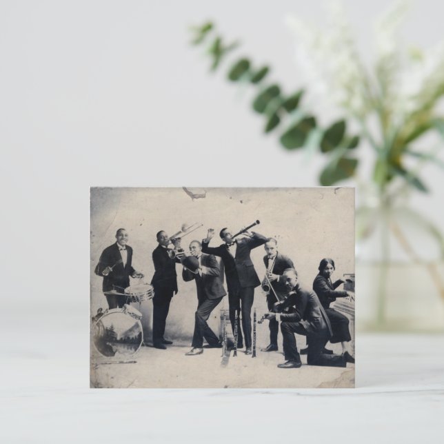 Gruppenportrait von Musikern, 1920 Postkarte (Stehend Vorderseite)
