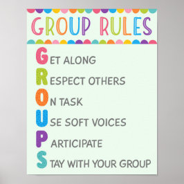 Gruppenrichtlinien für das Klassenzimmer-Verhalten Poster