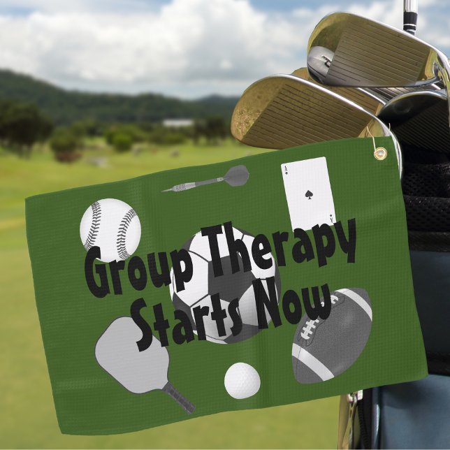 Gruppentherapie beginnt jetzt mit grüner Schwarzty Golfhandtuch (Von Creator hochgeladen)
