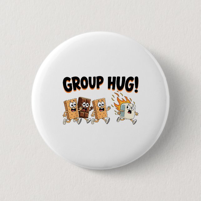 Gruppenumarmung Marshmallow Smore Lustiges Camping Button (Vorderseite)