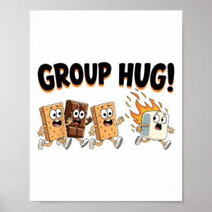 Gruppenumarmung Marshmallow Smore Lustiges Camping Poster