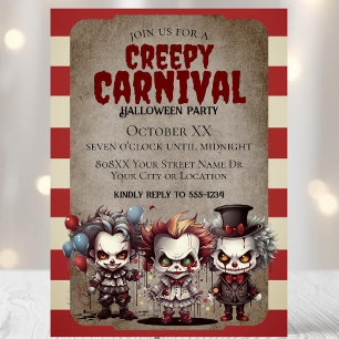 Grusel-Clowns-Halloween-Kirmesparty Einladung
