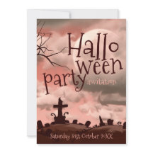 Grusel-Einladung zum Halloween-Friedhof mit rosa H