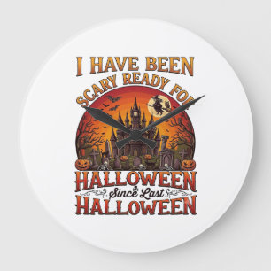 Grusel Fertig Halloween Verzaubertes Schloss Hexe Große Wanduhr