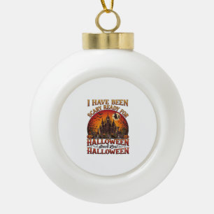 Grusel Fertig Halloween Verzaubertes Schloss Hexe Keramik Kugel-Ornament