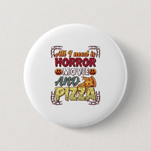 Grusel-Film-Pizza-Halloween-Kürbis-Totenkopf-Schei Button
