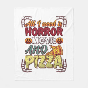 Grusel-Film-Pizza-Halloween-Kürbis-Totenkopf-Schei Fleecedecke