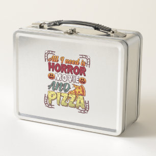 Grusel-Film-Pizza-Halloween-Kürbis-Totenkopf-Schei Metall Brotdose