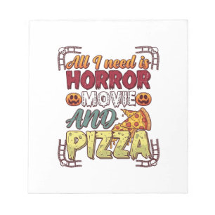 Grusel-Film-Pizza-Halloween-Kürbis-Totenkopf-Schei Notizblock