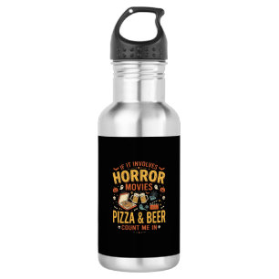 Grusel-Filme Pizza Bier Halloween Design_1 Edelstahlflasche