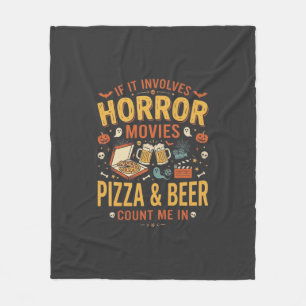 Grusel-Filme Pizza Bier Halloween Design_1 Fleecedecke
