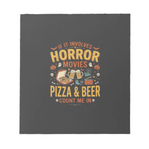 Grusel-Filme Pizza Bier Halloween Design_1 Notizblock