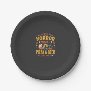 Grusel-Filme Pizza Bier Halloween Design_1 Pappteller