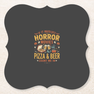 Grusel-Filme Pizza Bier Halloween Design_1 Untersetzer