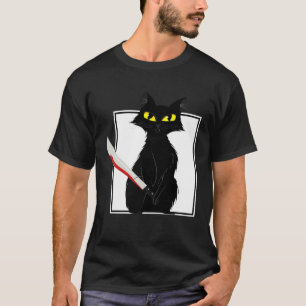 Grusel-Halloween-Party Blutspritzer-Messer Schwar T-Shirt