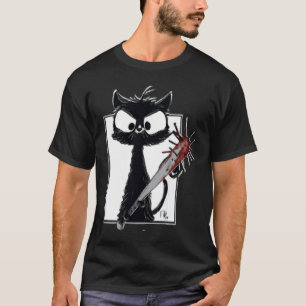 Grusel-Halloween-Party Blutspritzer-Messer Schwar T-Shirt